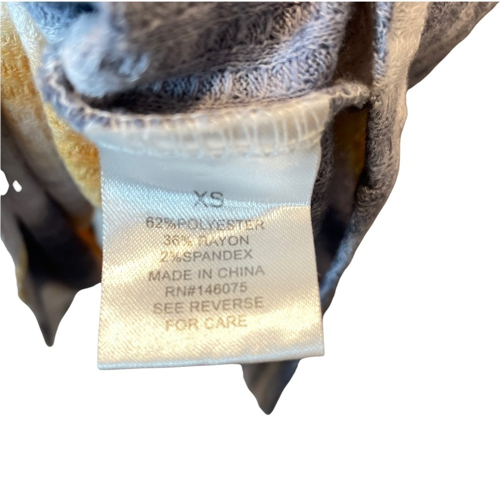 Sweet Romeo Storm Tie Dye Thermal Thumbhole Shirt White Yellow Blue XS New - Picture 6 of 8